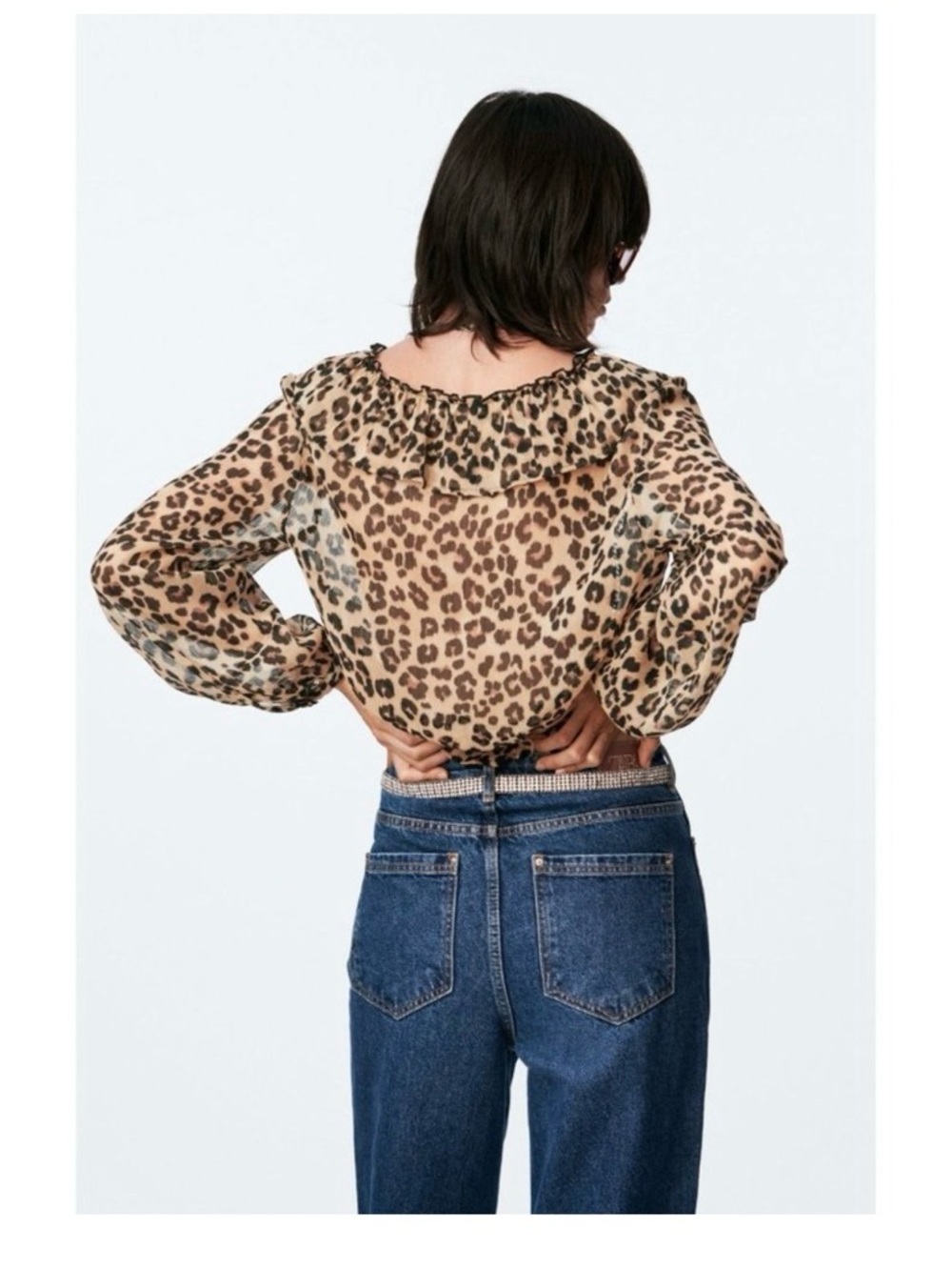 Zara sheer leopard animal print top NWT - Picture 2 of 5